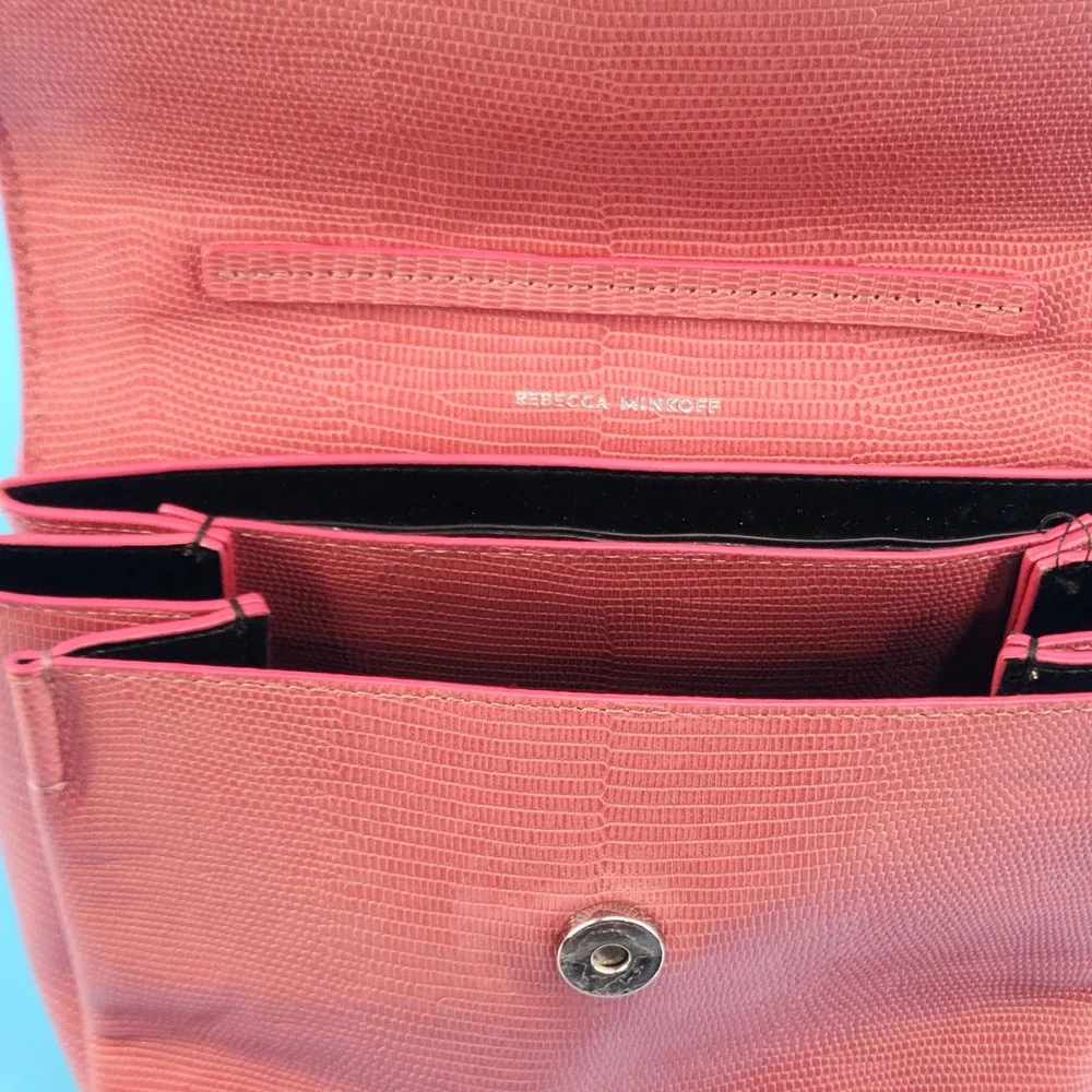 Rebecca Minkoff Pink Lizard Embossed Leather Crossbody Satchel Chain Handle